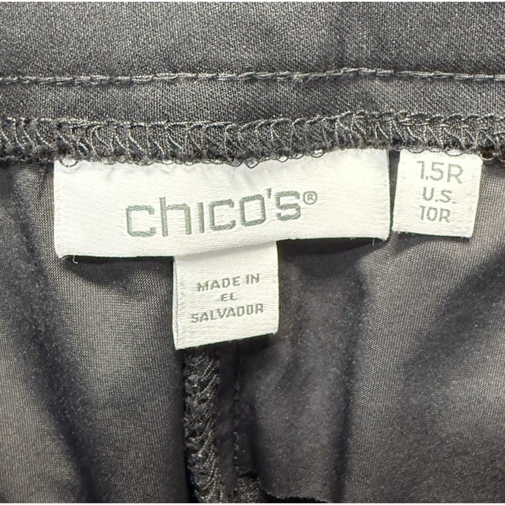 Chico's Women's Sz 1.5R Black Ankle Cropped Pull-On Ponte Knit Faux Pocket Pants - Picture 6 of 8